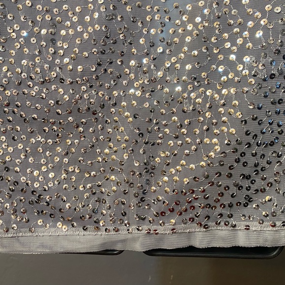 INC Semi sheer silver sequin short sleeve top - Picture 11 of 16